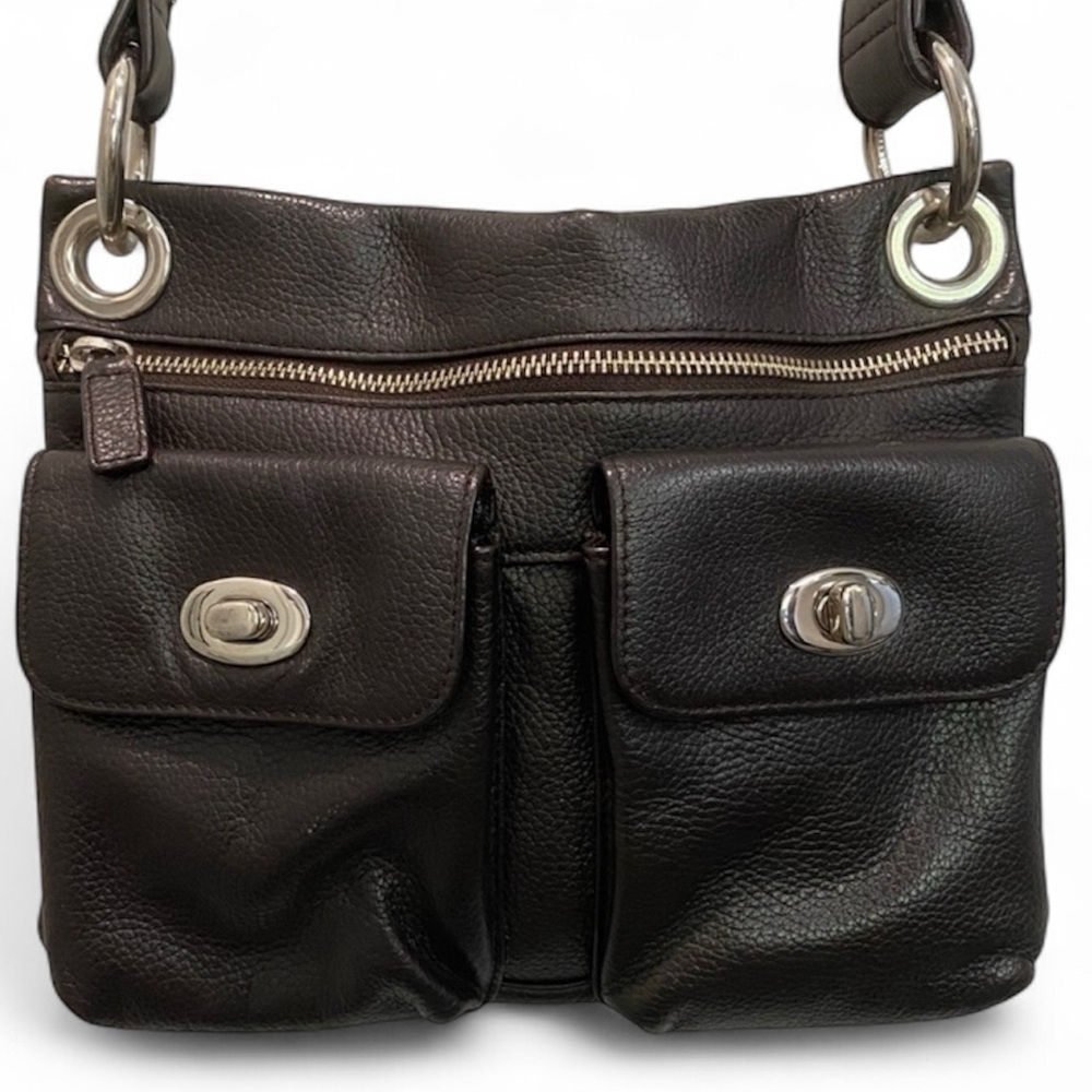 Danier Brown pebbled leather Crossbody Bag with Adjustable Strap